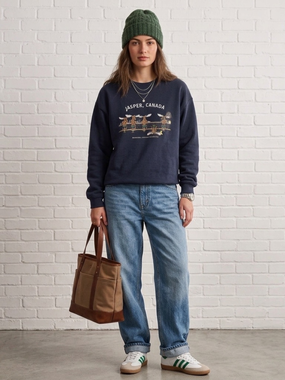 VTG Gildan Jasper Canada Moose Graphic Sweatshirt Cabincore SZ L
